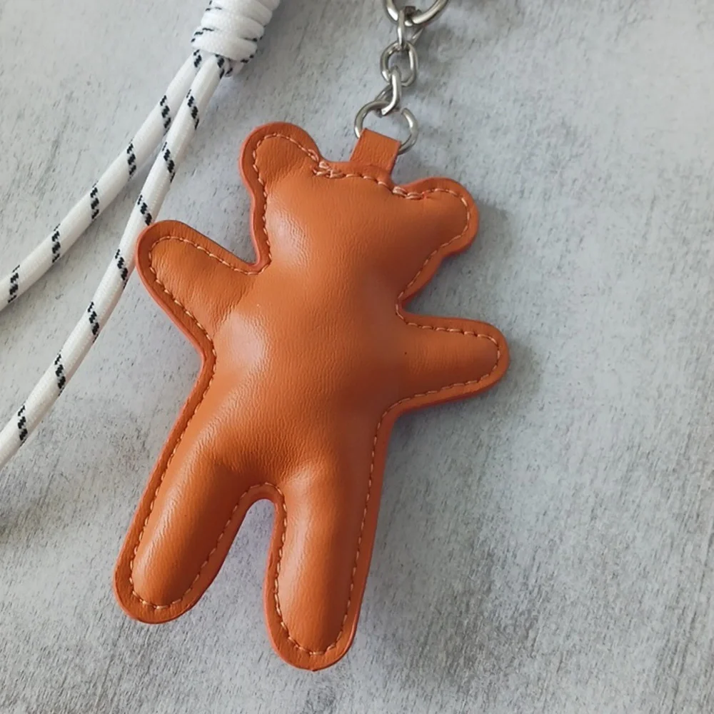 Steve Madden 2 Charms Accent Orange Puffy Bear Keychain Handbag Charm